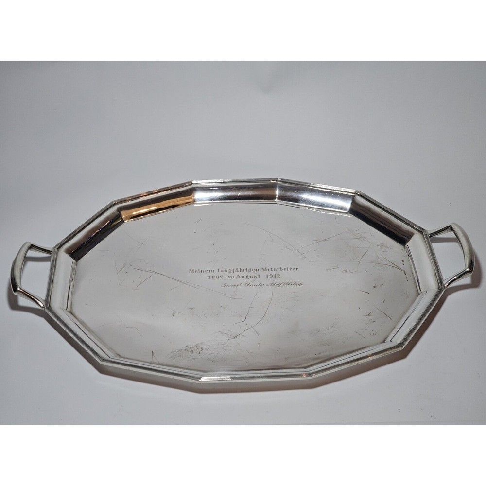 Schwarz & Steiner .800 Silver Antique Engraved Platter Tray 1750 Grams